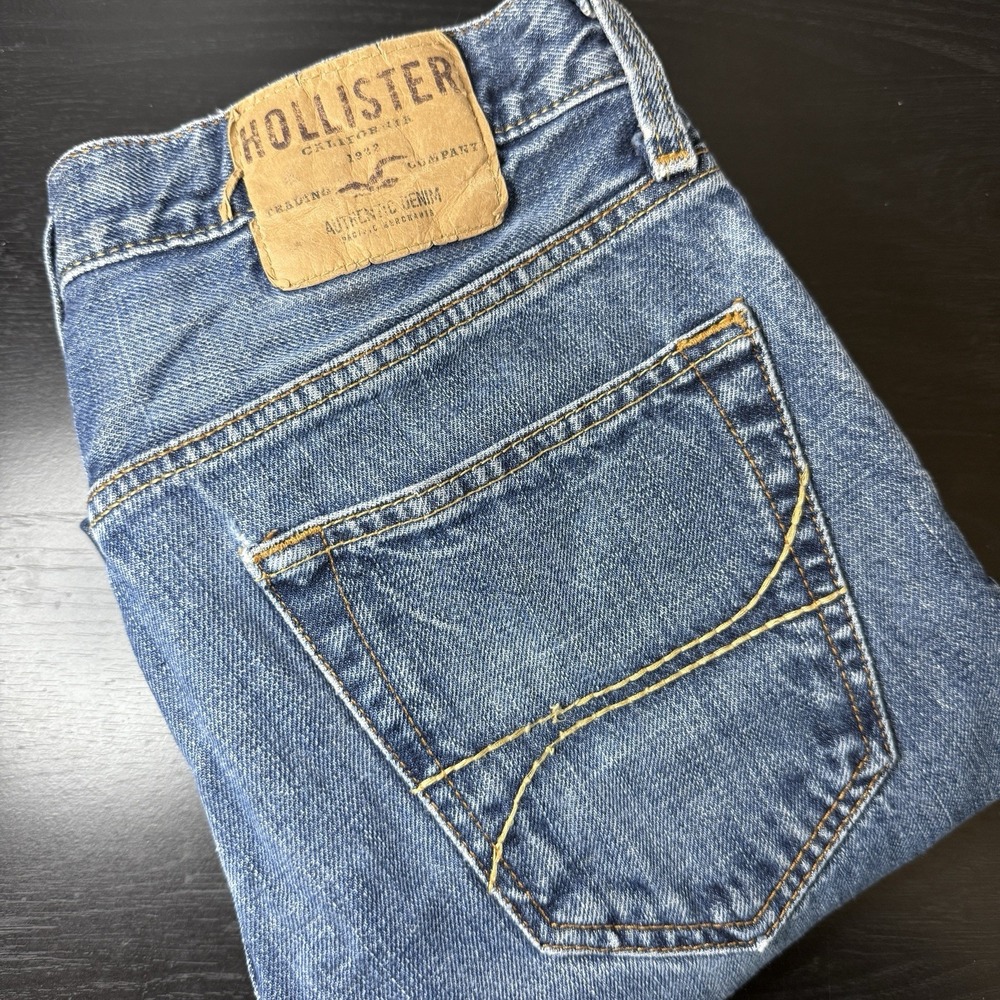 Vintage Y2K Hollister Slim Straight Jeans Mens 30x30 Grunge Denim Button Fly
